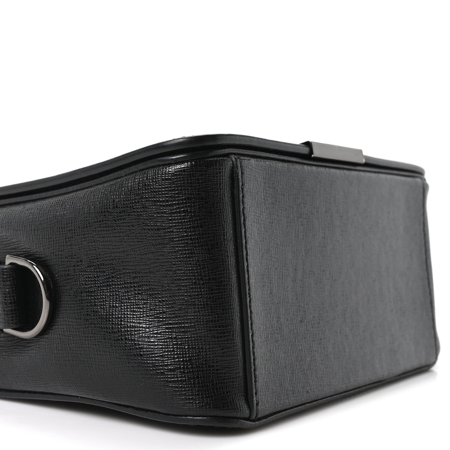 Saffiano Striped Mini Diag Binder Clip Bag Black White Indus