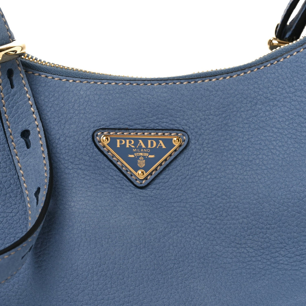 Nubuck Small Arque Shoulder Bag Aviation Blue