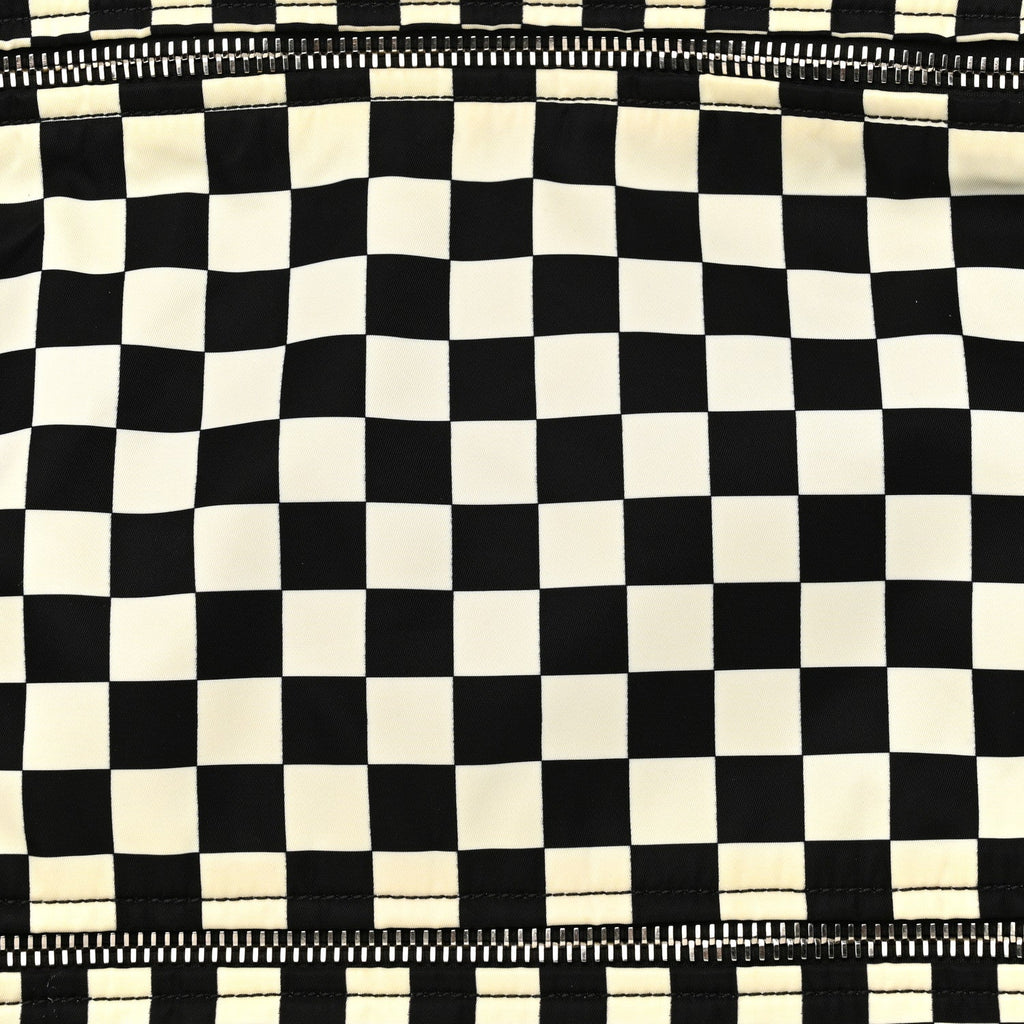 Nylon Checker Print Large Pandora Black White