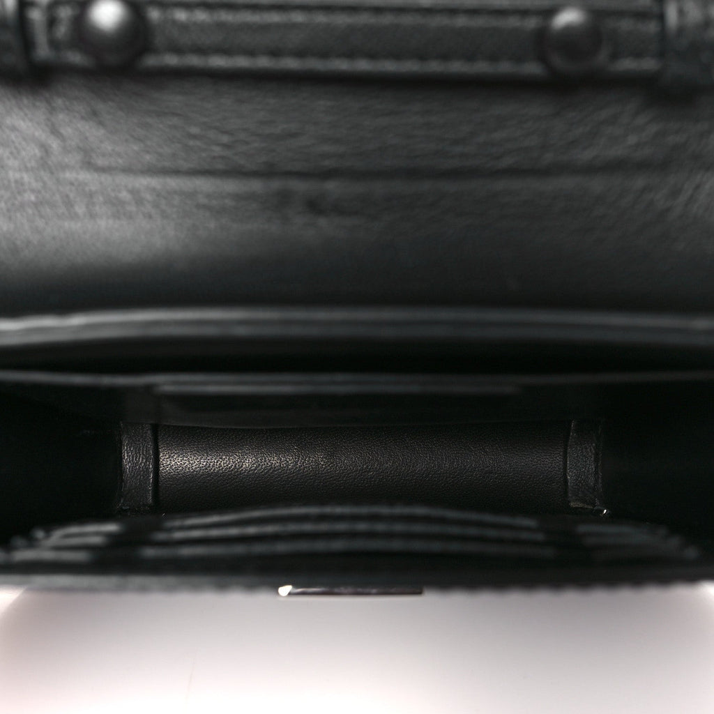 Calfskin Bow Cut Chain Wallet Black