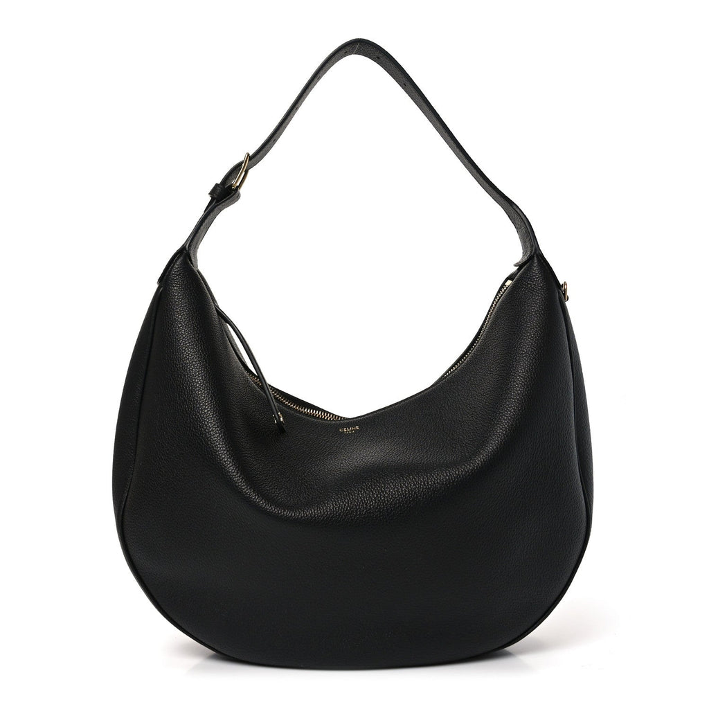 Supple Grained Calfskin Large Lulu Shoulder Bag Black