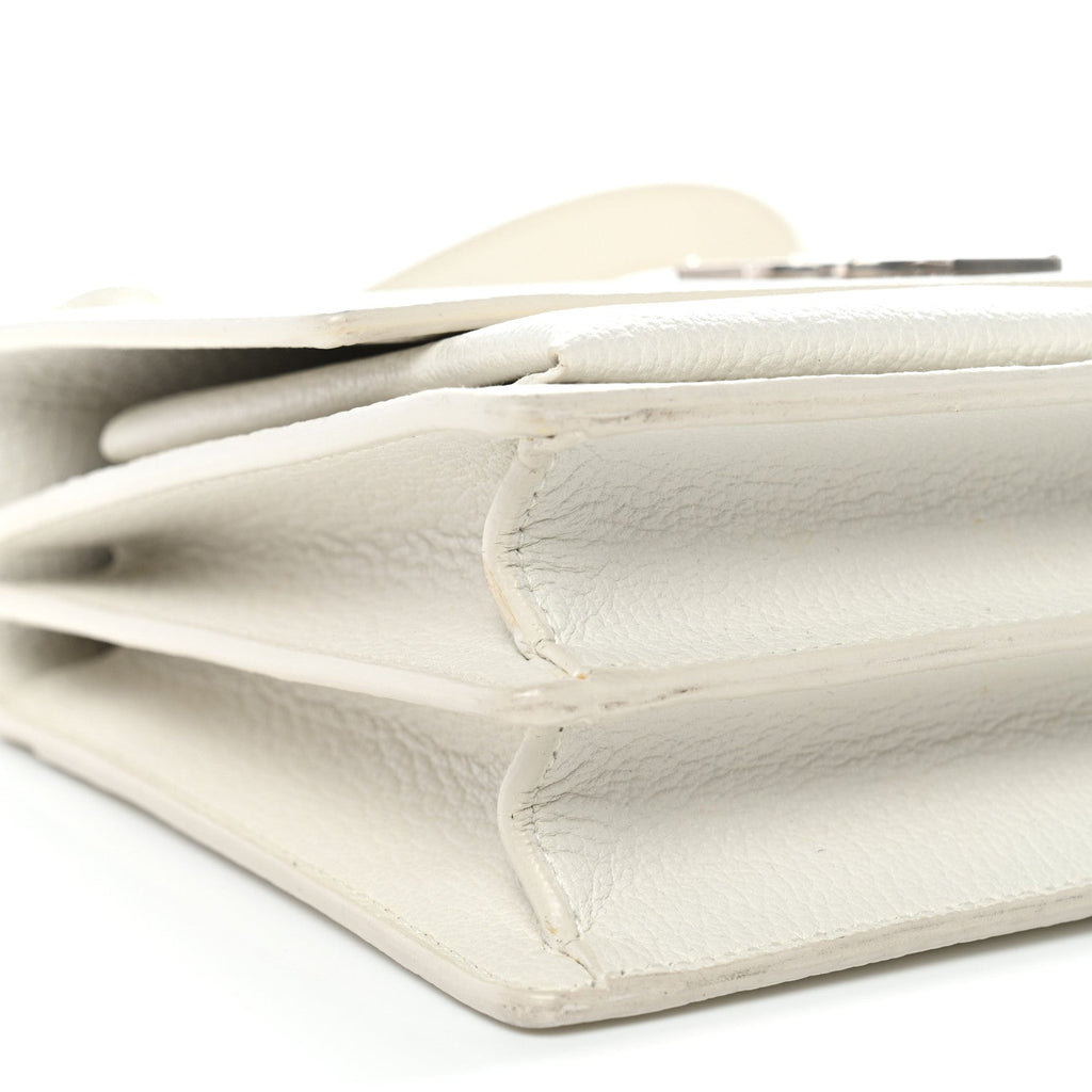 Grained Calfskin Medium Monogram Sunset Satchel White