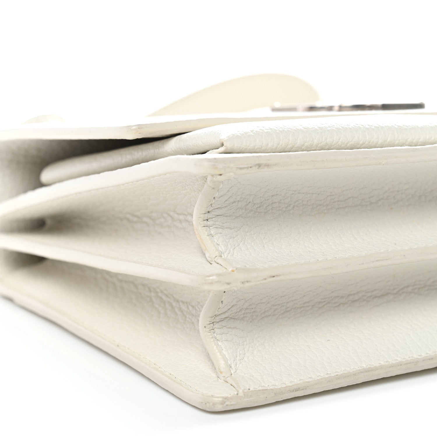 Grained Calfskin Medium Monogram Sunset Satchel White