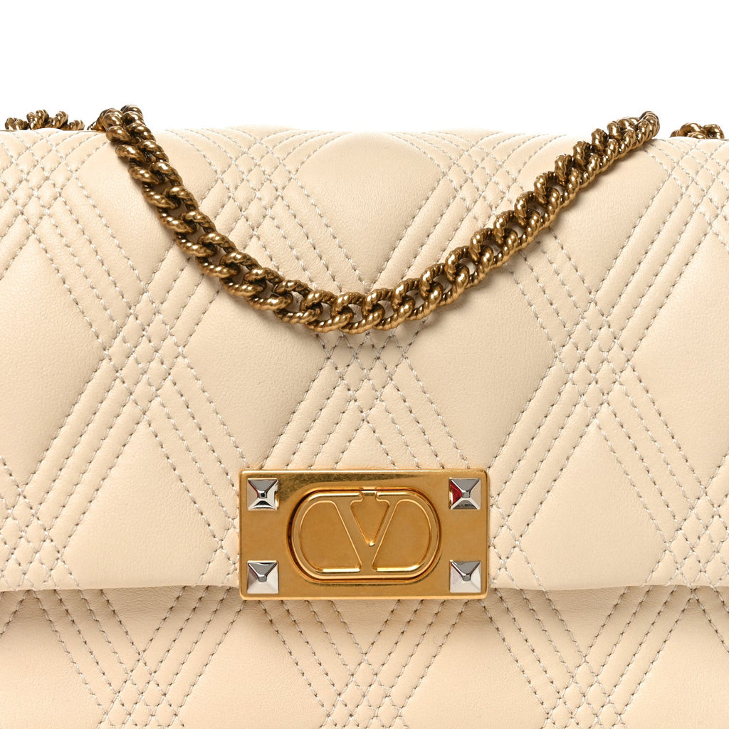 Nappa Quiltie 67 Medium Shoulder Bag Ivory