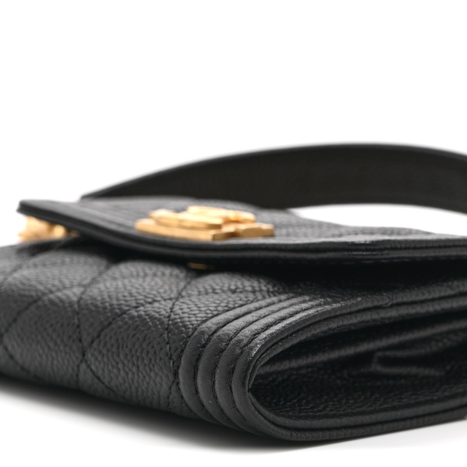 Caviar Quilted Boy  Holder On Chain Black