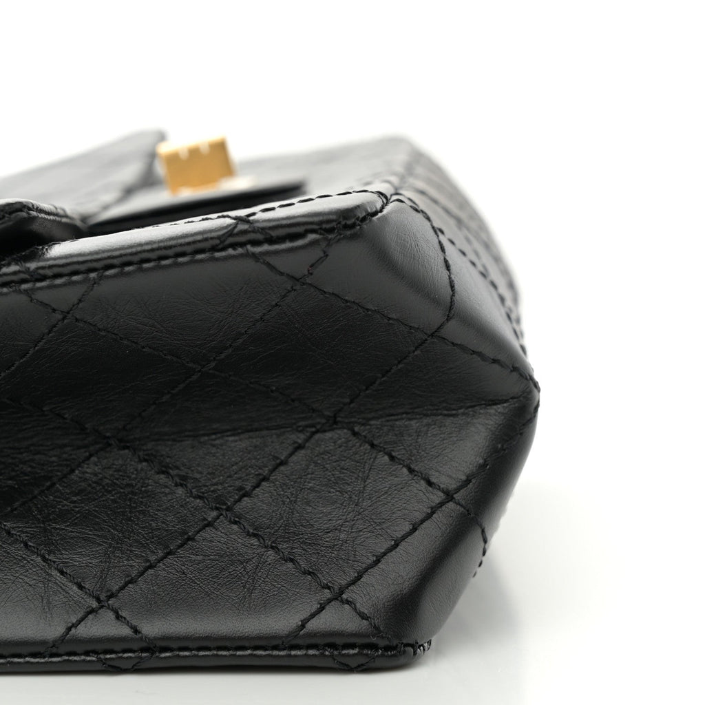 Aged Calfskin Quilted 2.55 Reissue Mini Flap Black