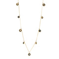Metal Resin Enamel Crystal CC Long Necklace Gold Black