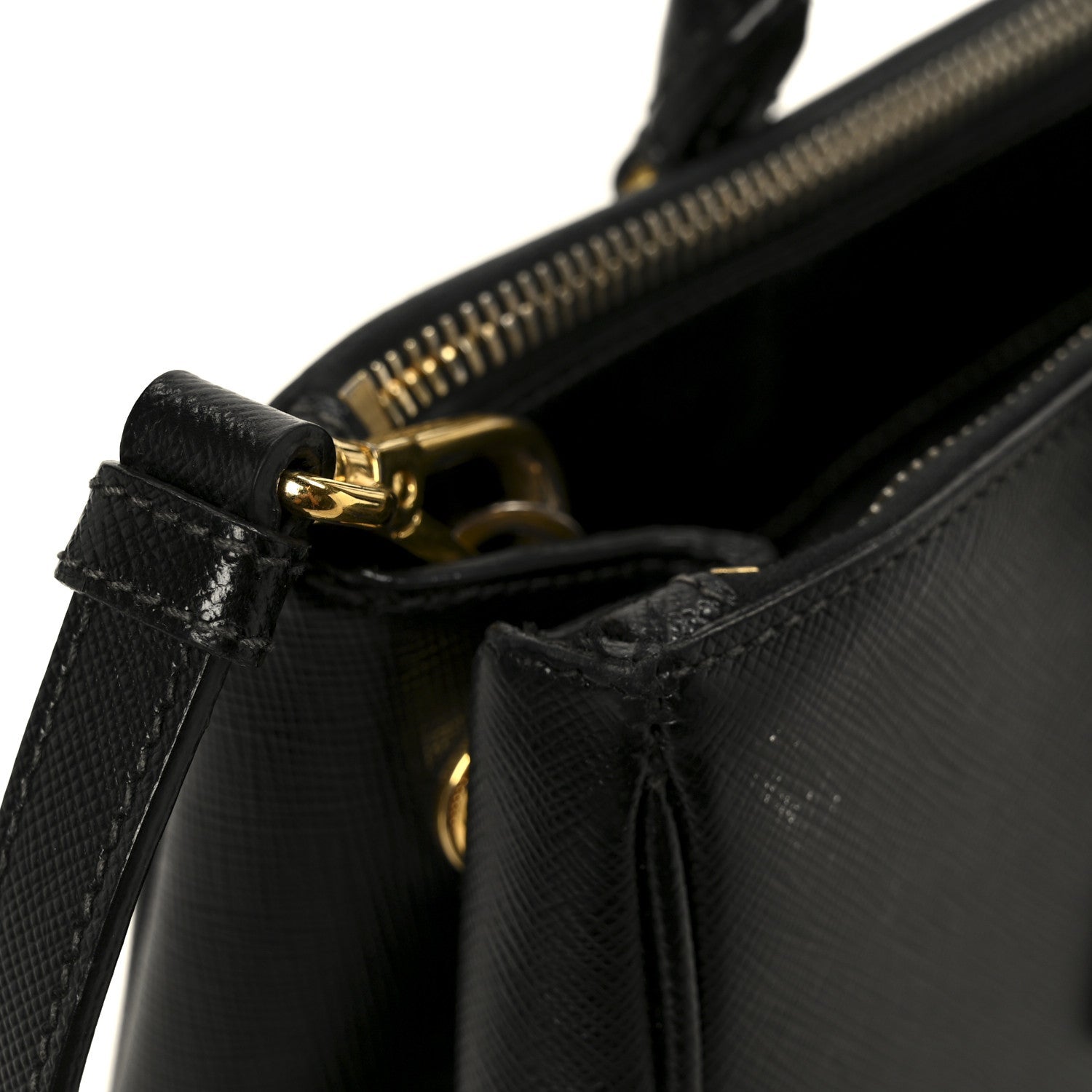 Saffiano Lux Small Galleria Double Zip Tote Black