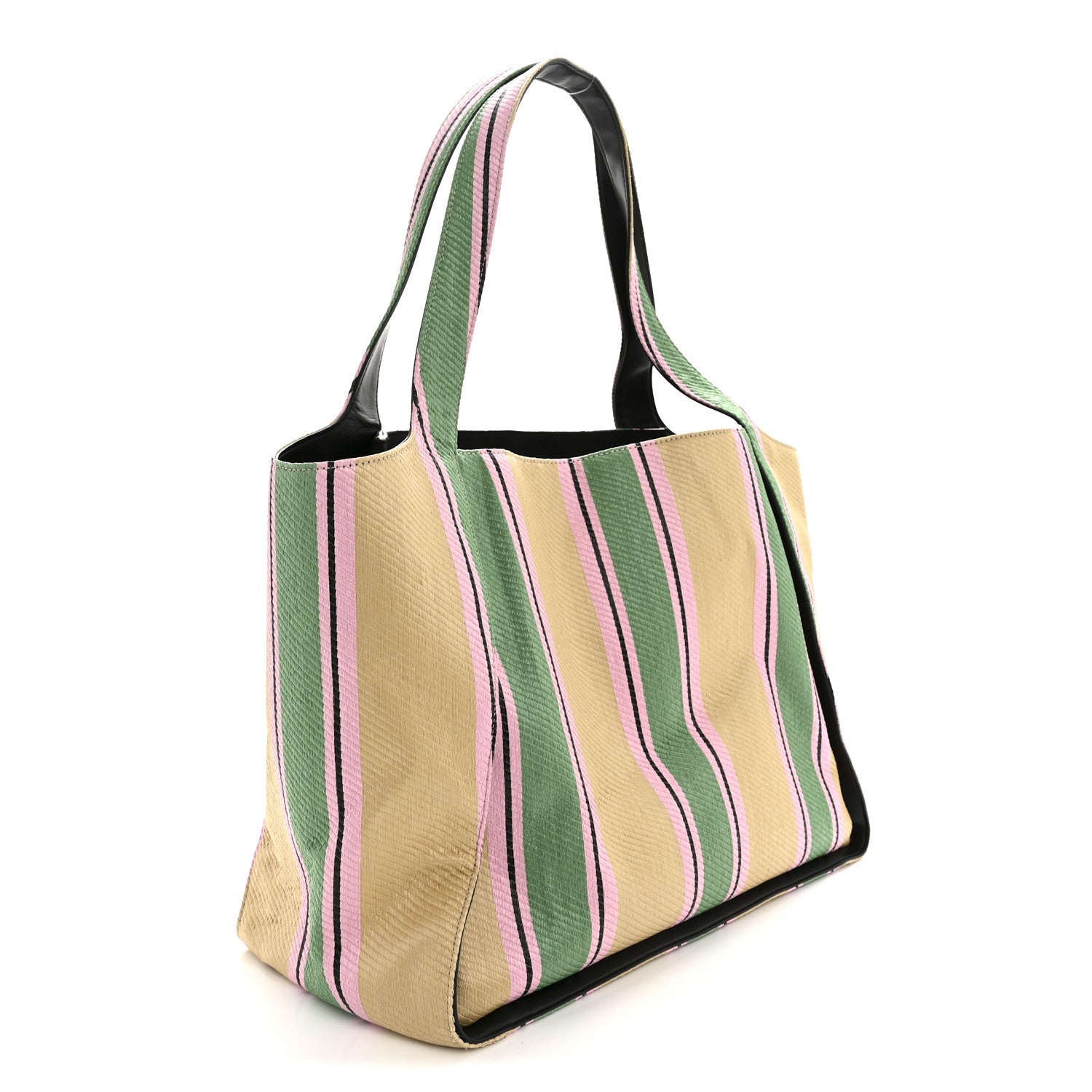 Raffia Striped Logo Tote Multicolor