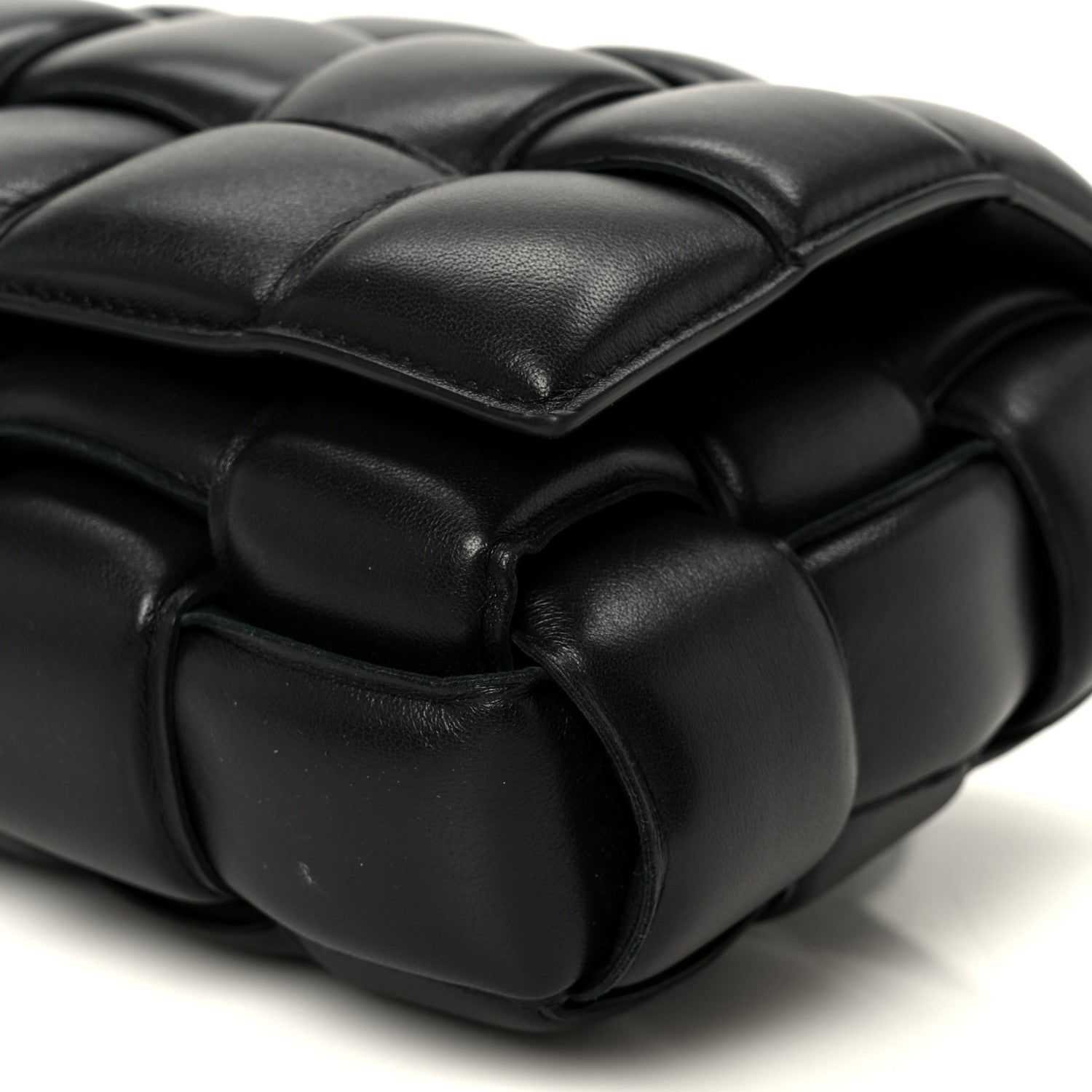 Nappa Maxi Intreccio Padded Cassette Crossbody Bag Black