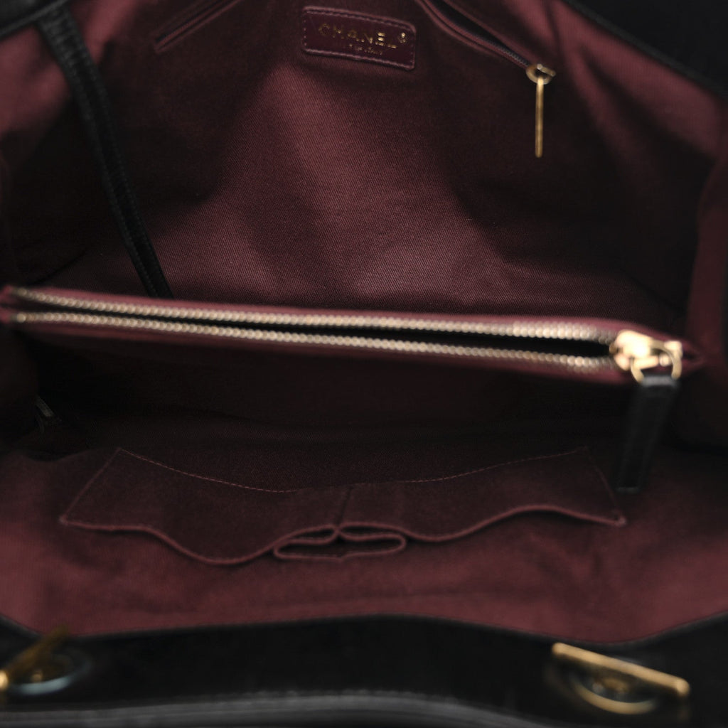 Snakeskin Glazed Calfskin Quilted Urban Mix Tote Black