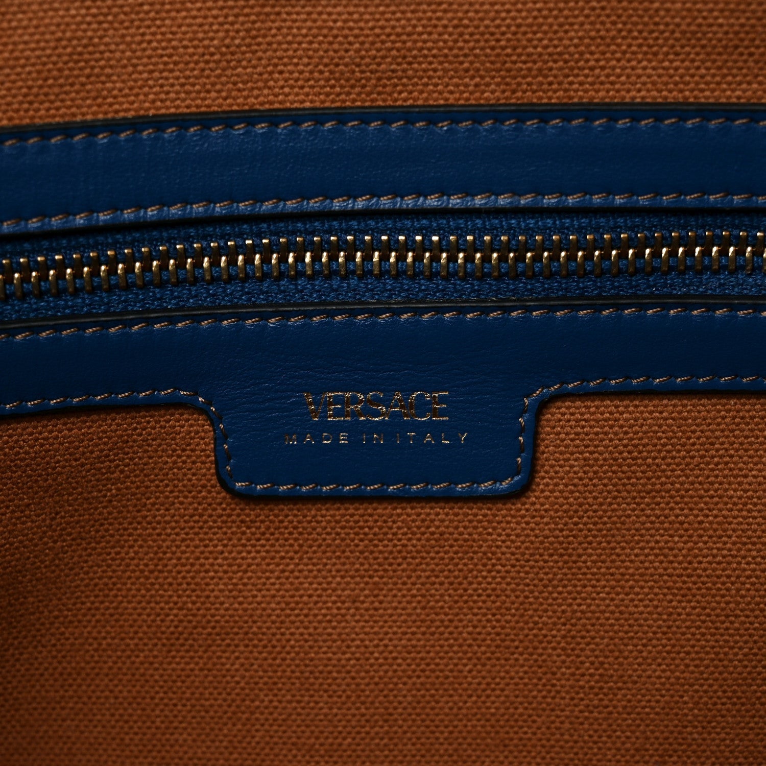 Denim Calfskin La Medusa Tote Bag Blue