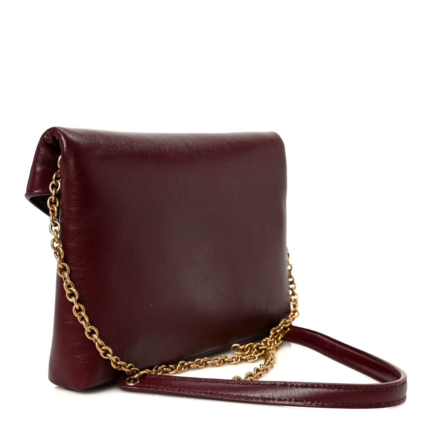 Shiny Calfskin Small Cassandre Chain Pouch Dark Ruby