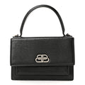 Patent Calfskin Lizard Embossed XS Sharp Top Handle Bag Black