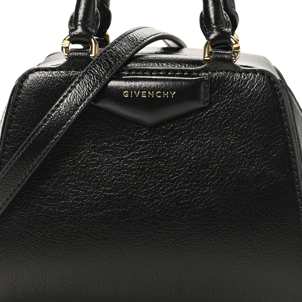 Tumbled Buffalo Nano Antigona Cube Bag Black