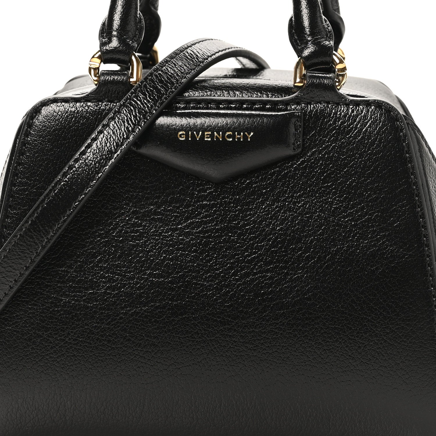 Tumbled Buffalo Nano Antigona Cube Bag Black