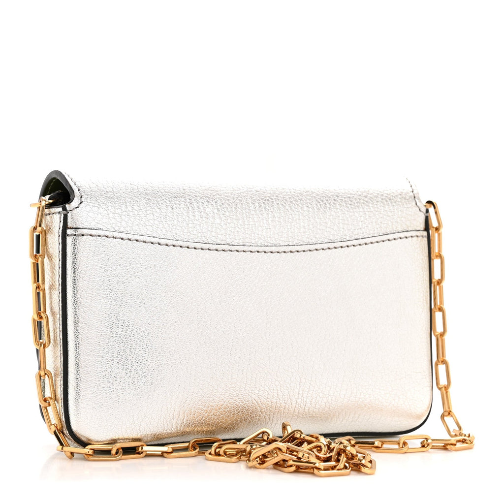 Metallic Hayes Goatskin D-Ring Mini Bag Silver