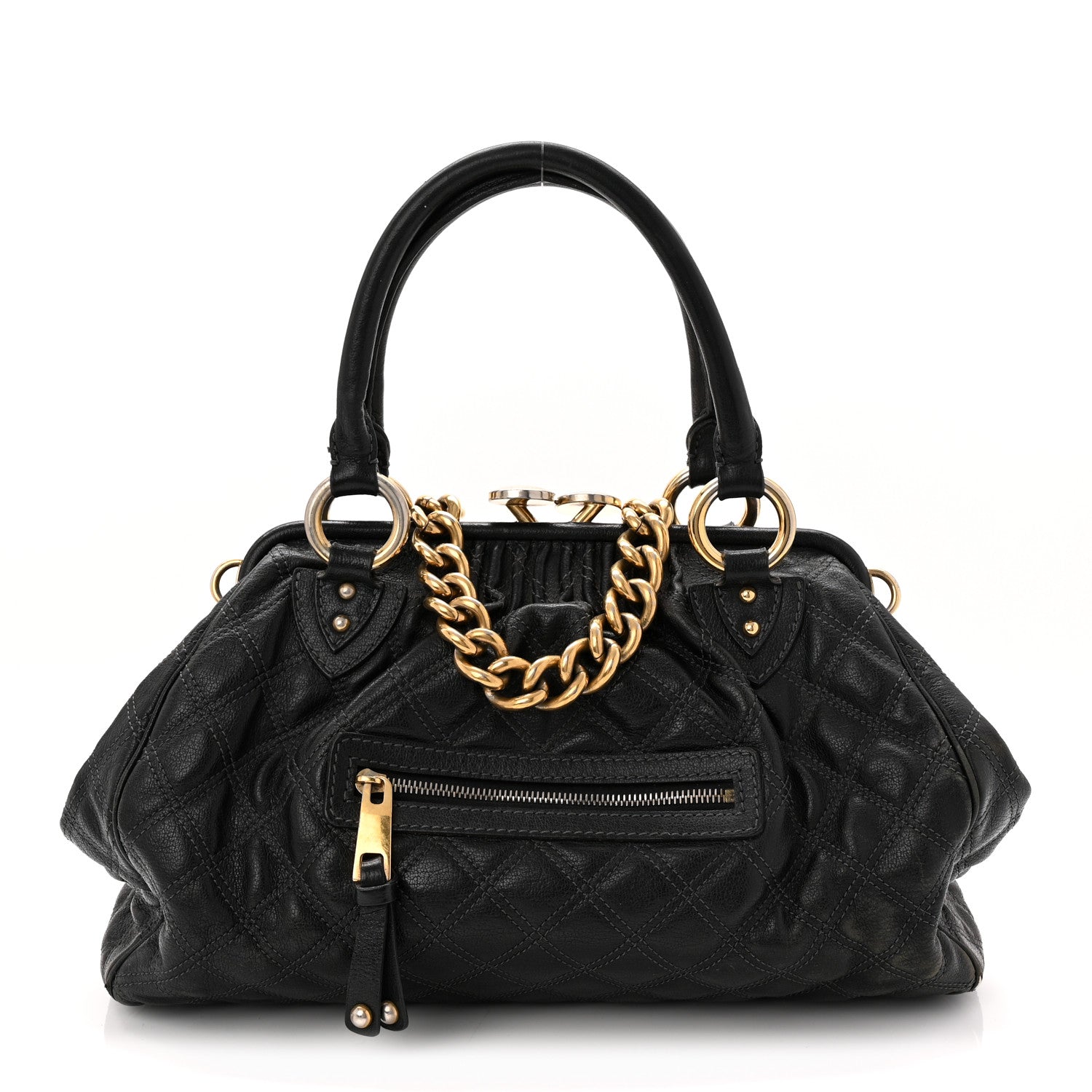 Calfskin Quilted Stam Black