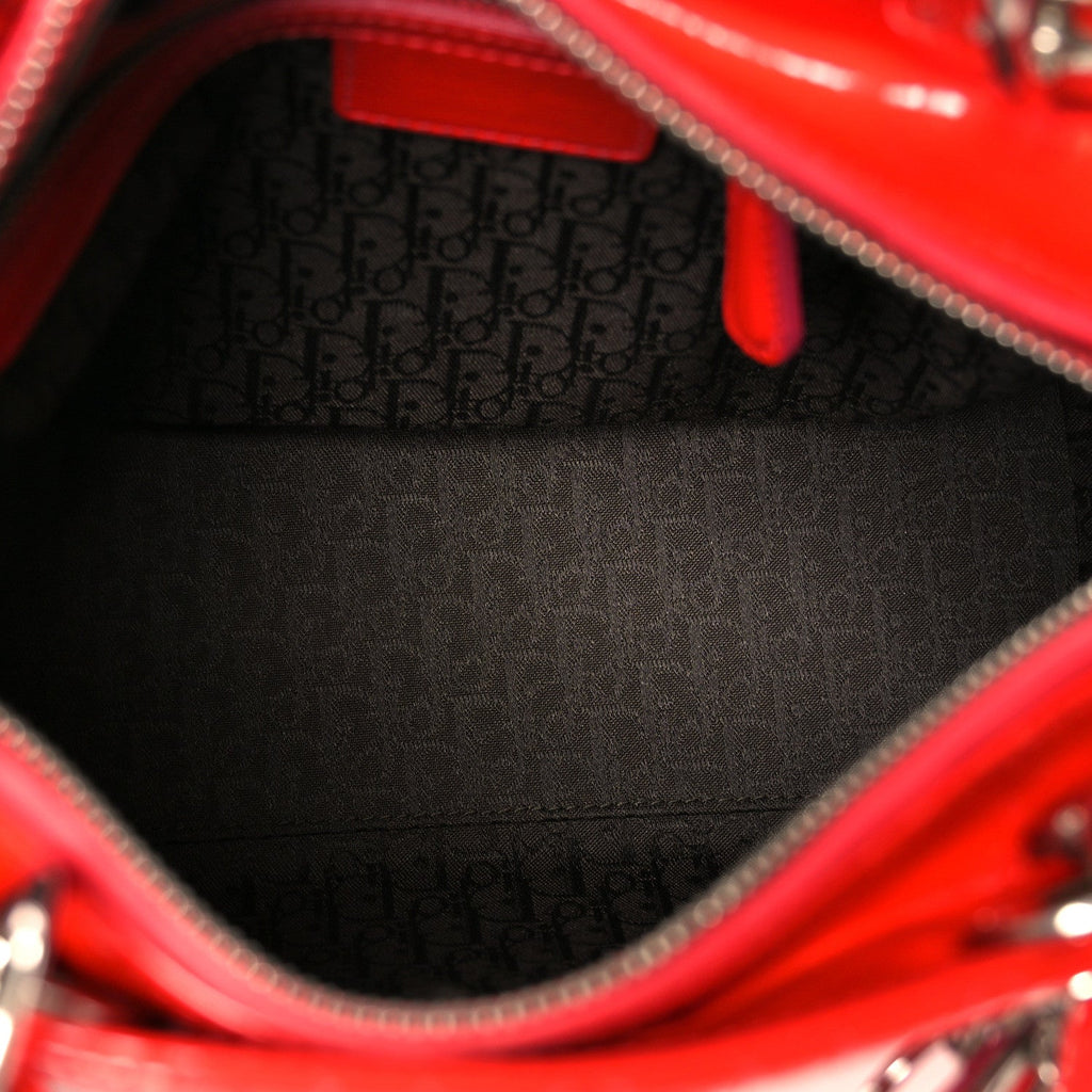 Patent Cannage Whipstitch Medium Lady Dior Red