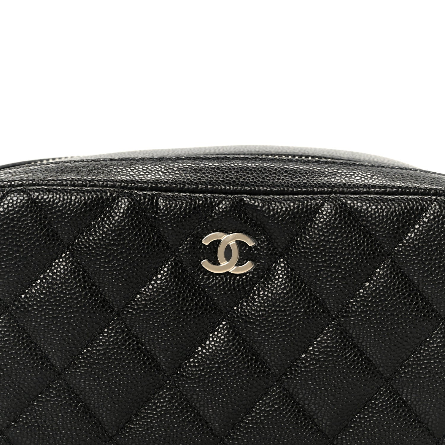Caviar Quilted Toiletry Case With Chain Black