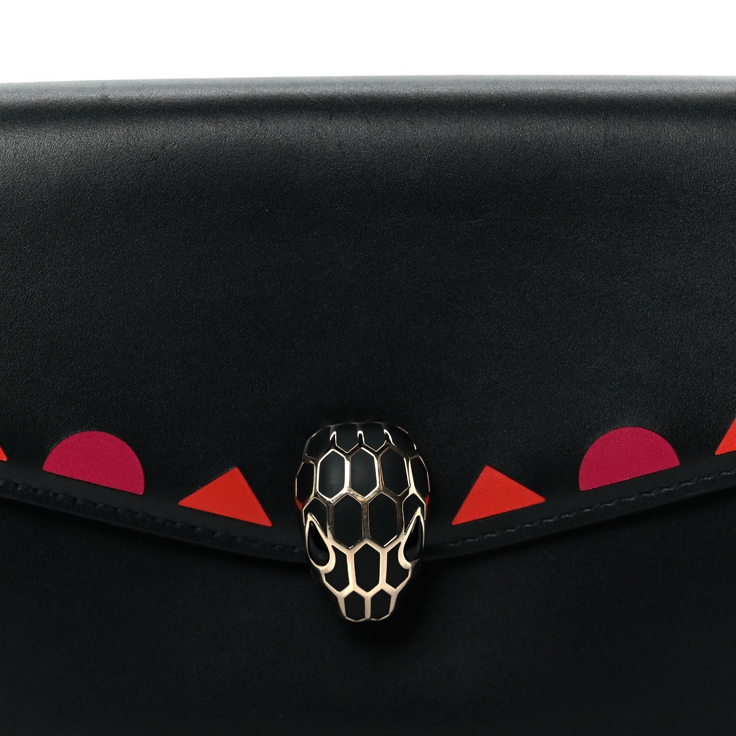 Calfskin Serpenti Forever Star Chain Wallet Black Red