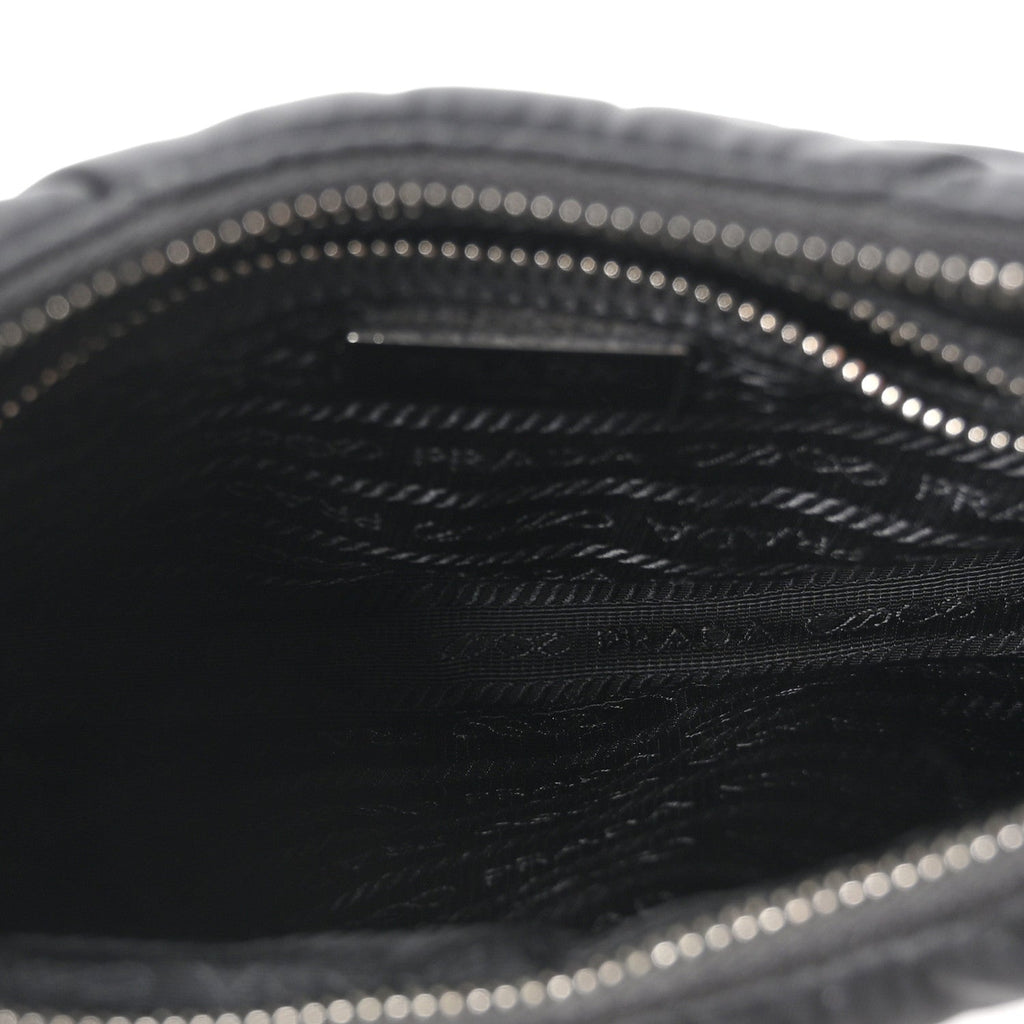Re-Nylon Triangle Padded Patchwork Shoulder Bag Black