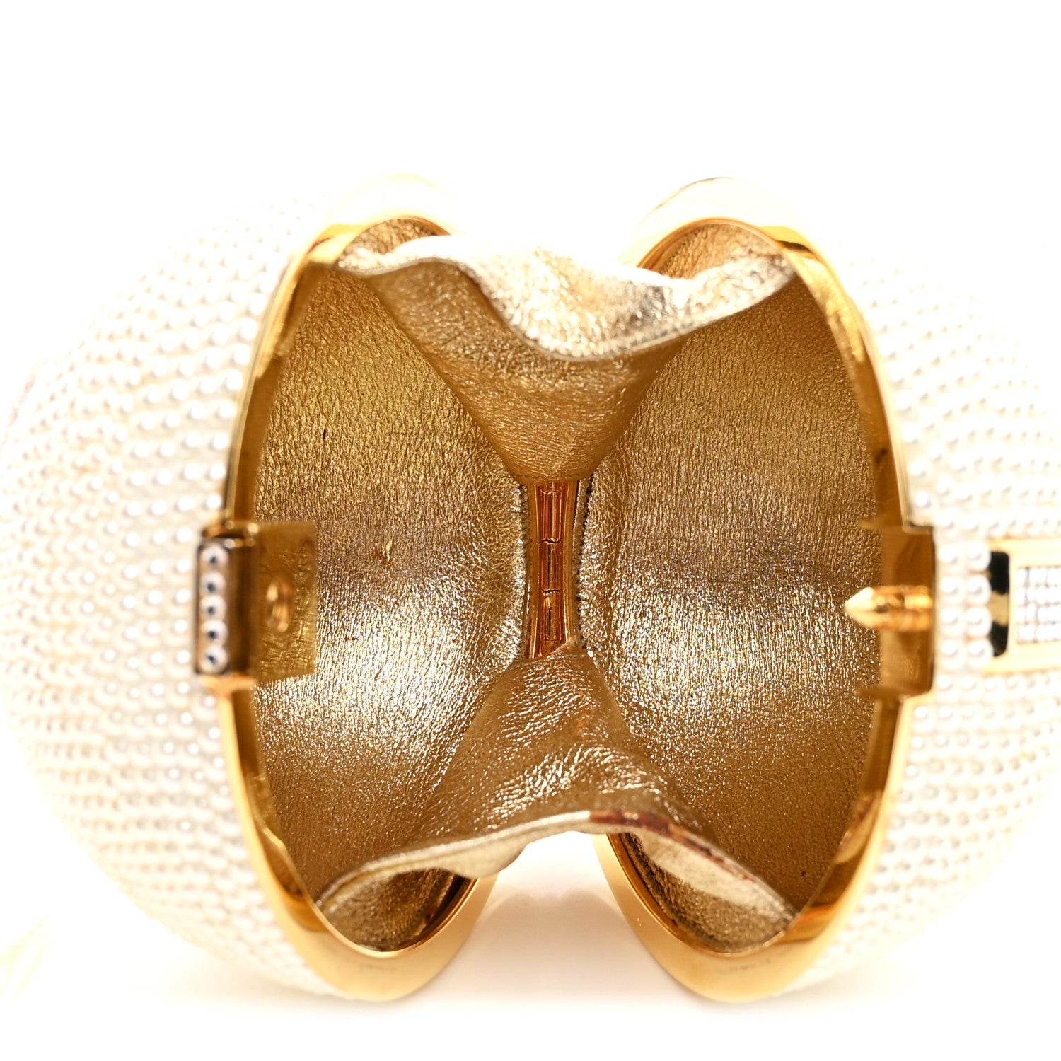 Swarovski Crystal Disco Ball Minaudiere Clutch White Gold