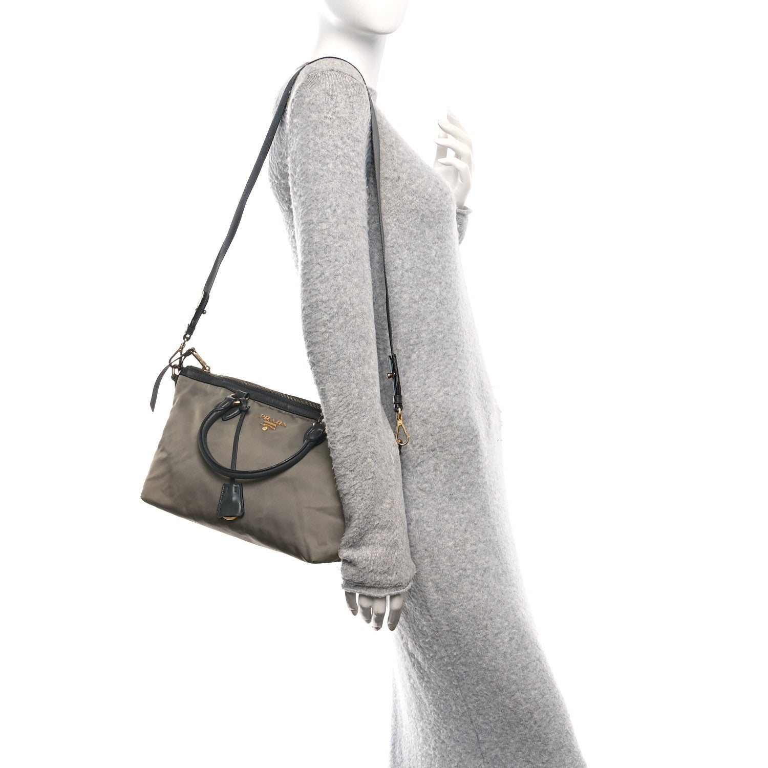 Tessuto Nylon Soft Calf Shopping Tote Ardesia