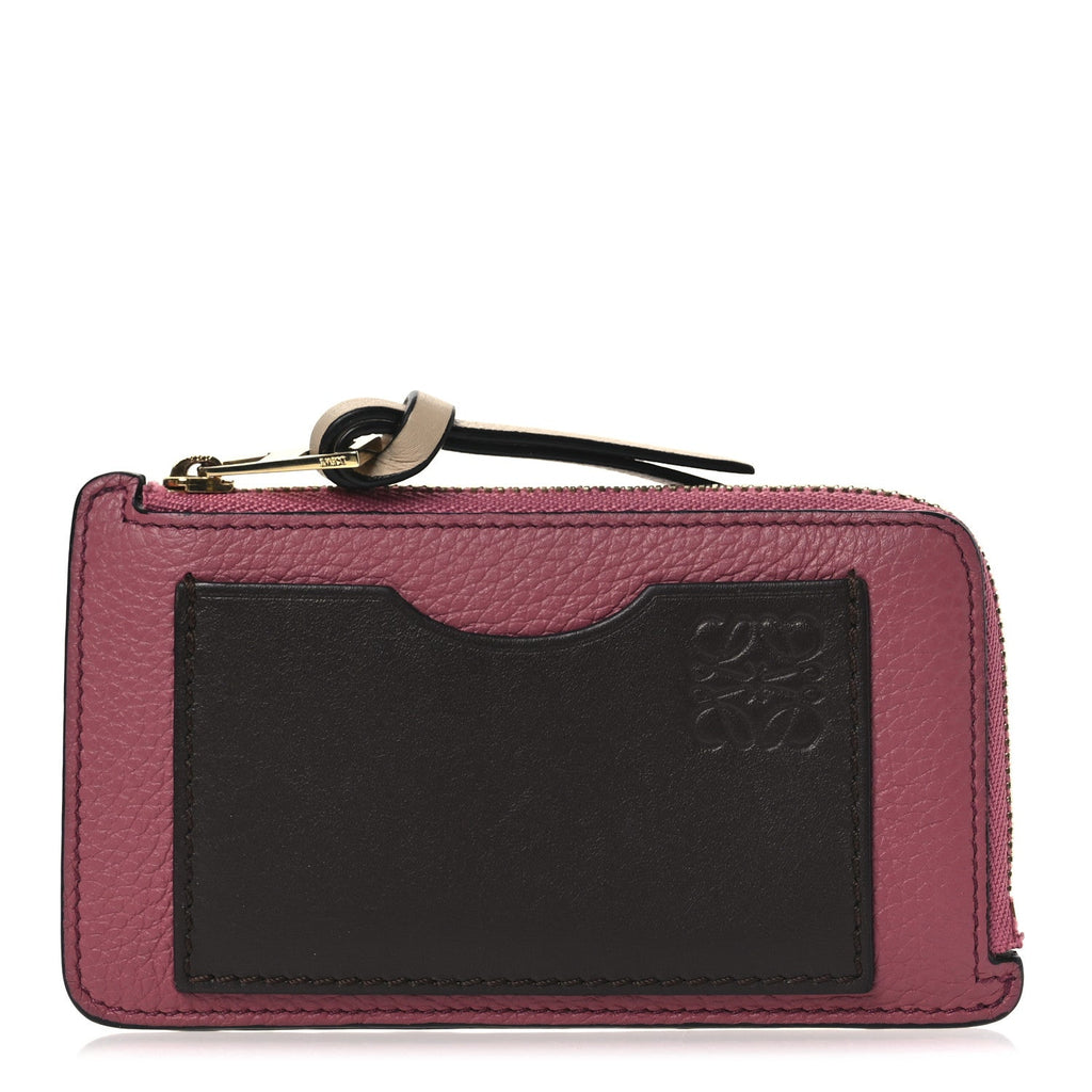 Soft Grained Calfskin Coin  Holder Plumrose Ebony