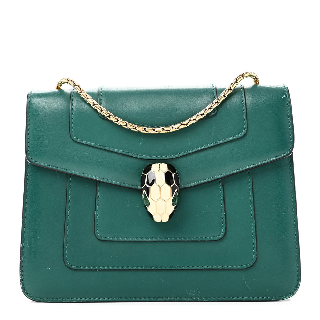 Calfskin Small Serpenti Forever Snake Strap Crossbody Bag Emerald Green