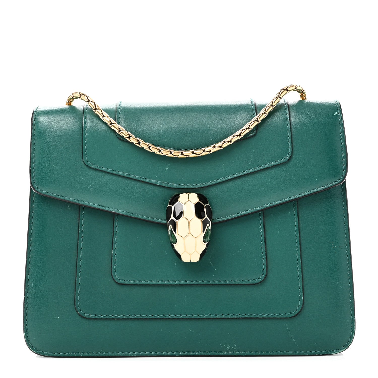 Calfskin Small Serpenti Forever Snake Strap Crossbody Bag Emerald Green