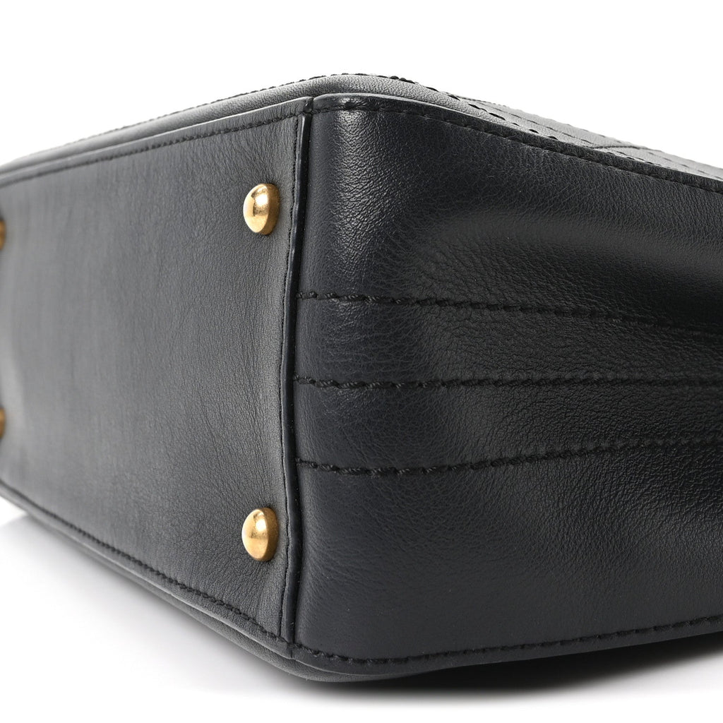 Bullskin Stitched Bi-Color Medium Shopping Tote Black