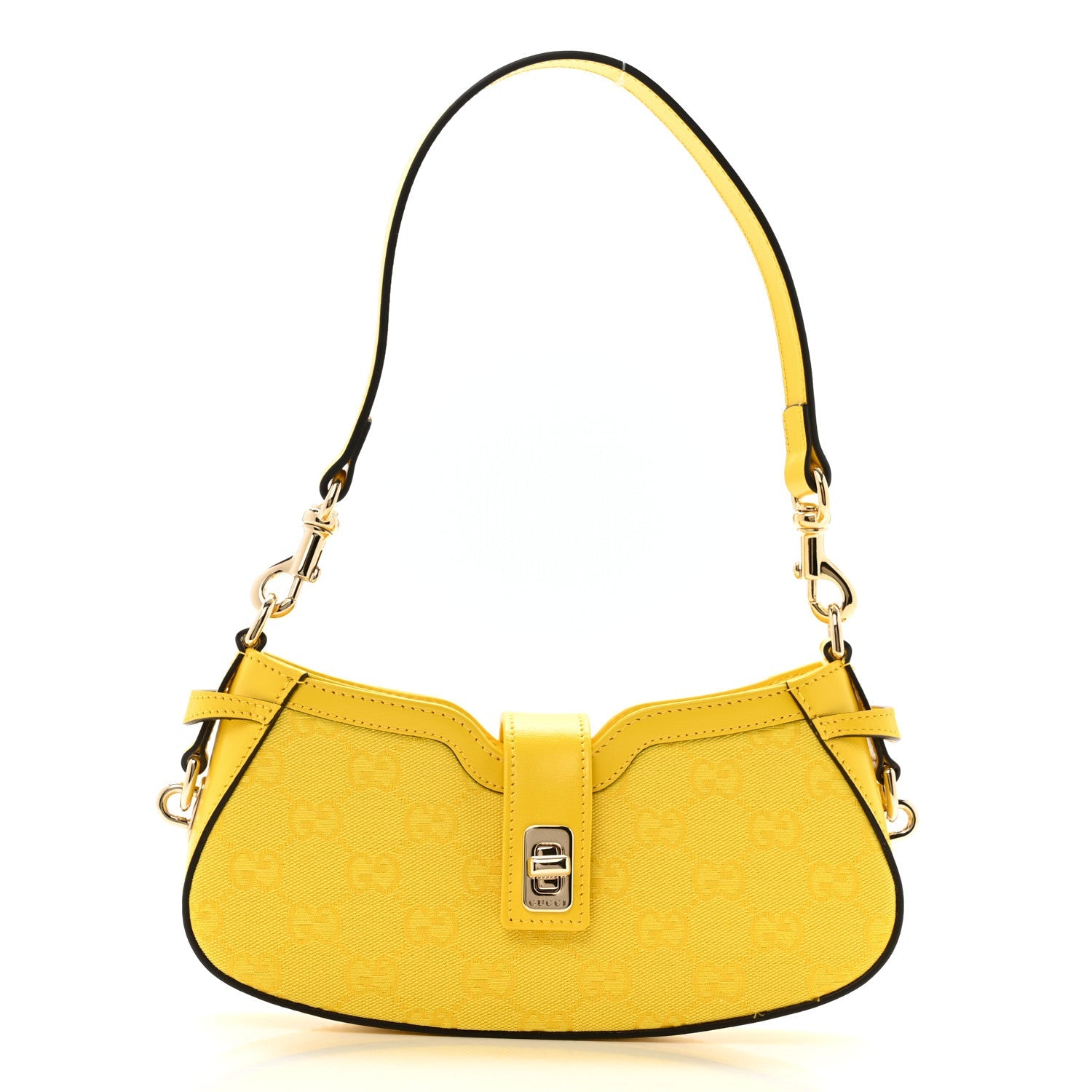 Calfskin Monogram Mini Moon Side Shoulder Bag Yellow