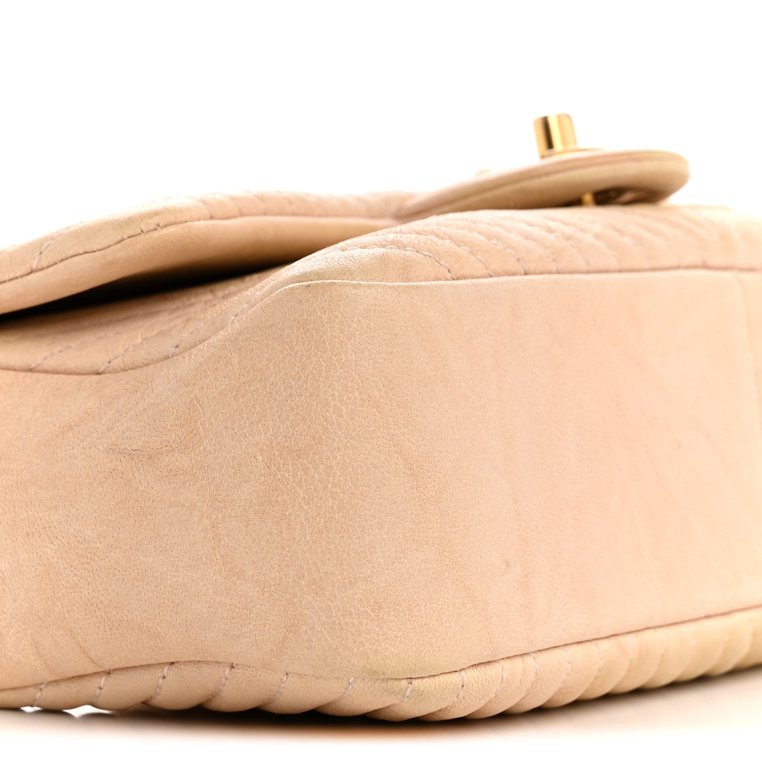 Calfskin Chevron Small Surpique Flap Beige
