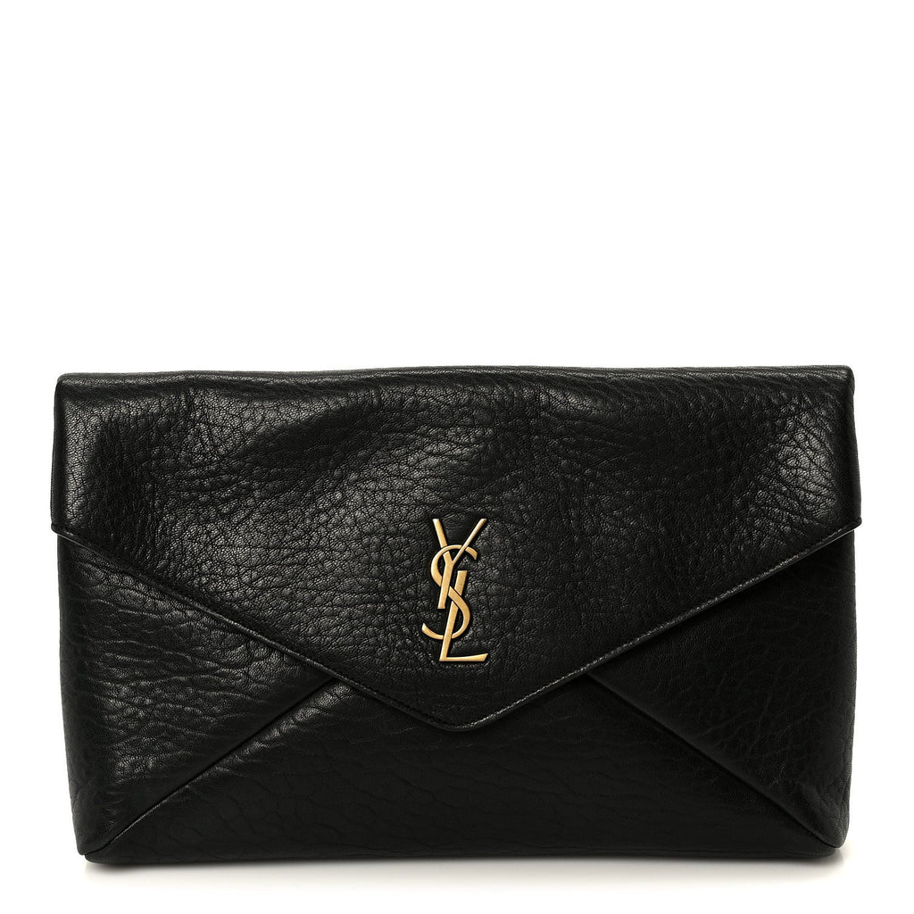 Grained Lambskin Cassandre Envelope Pouch Black