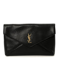 Grained Lambskin Cassandre Envelope Pouch Black