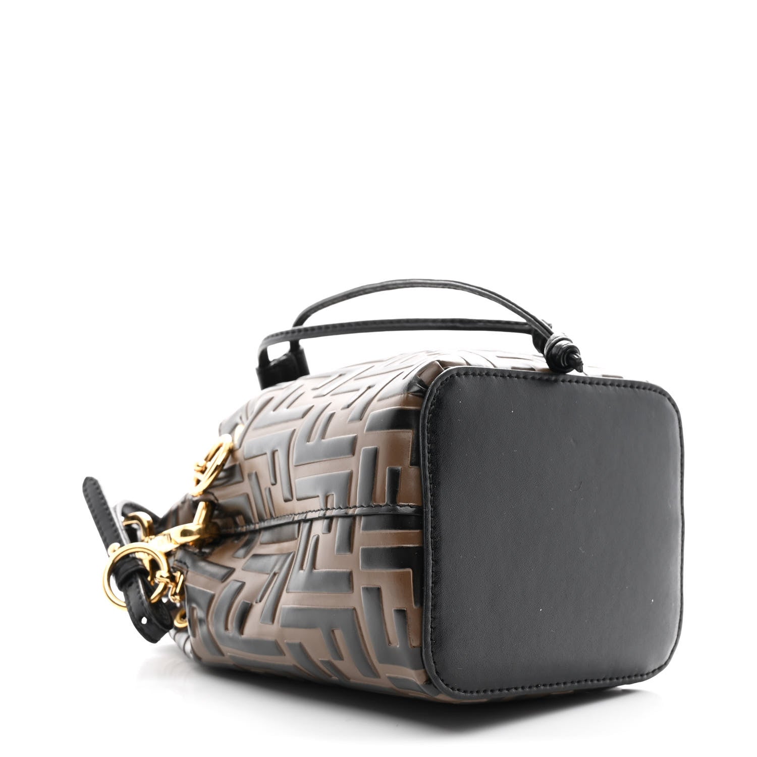 Vitello Liberty F is Fendi Bi-Color FF 1974 Embossed Mini Mon Tresor Bucket Bag Maya Black