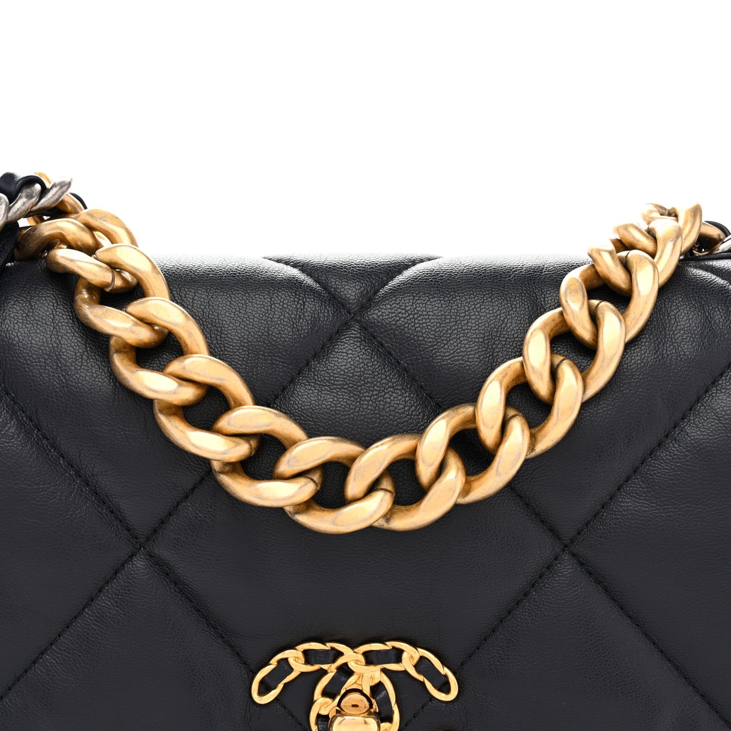 Goatskin Quilted Large Chanel 19 Flap Navy Blue