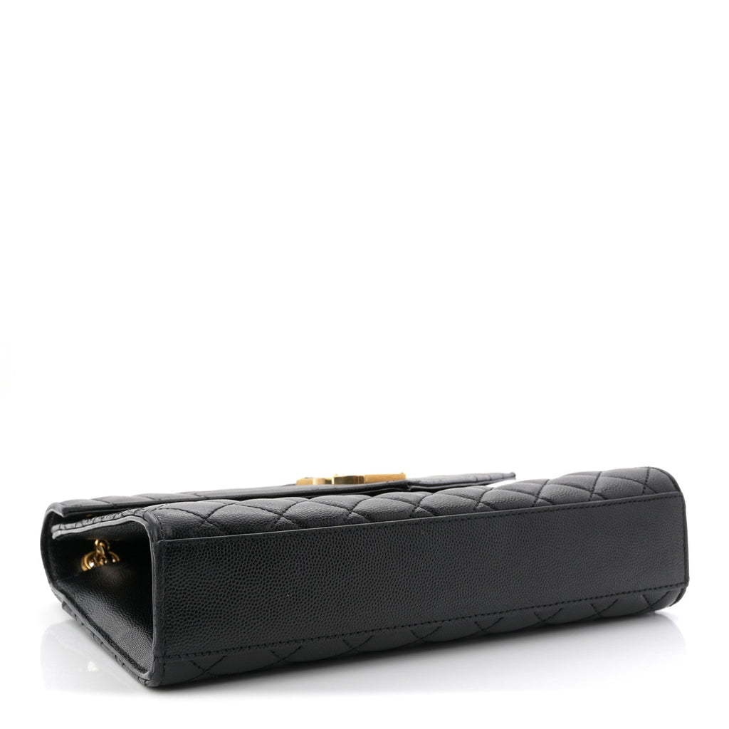 Grain De Poudre Textured Mixed Matelasse Triquilt Medium Monogram Satchel Black