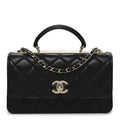 Lambskin Quilted Trendy CC Dual Handle Clutch With Chain Black
