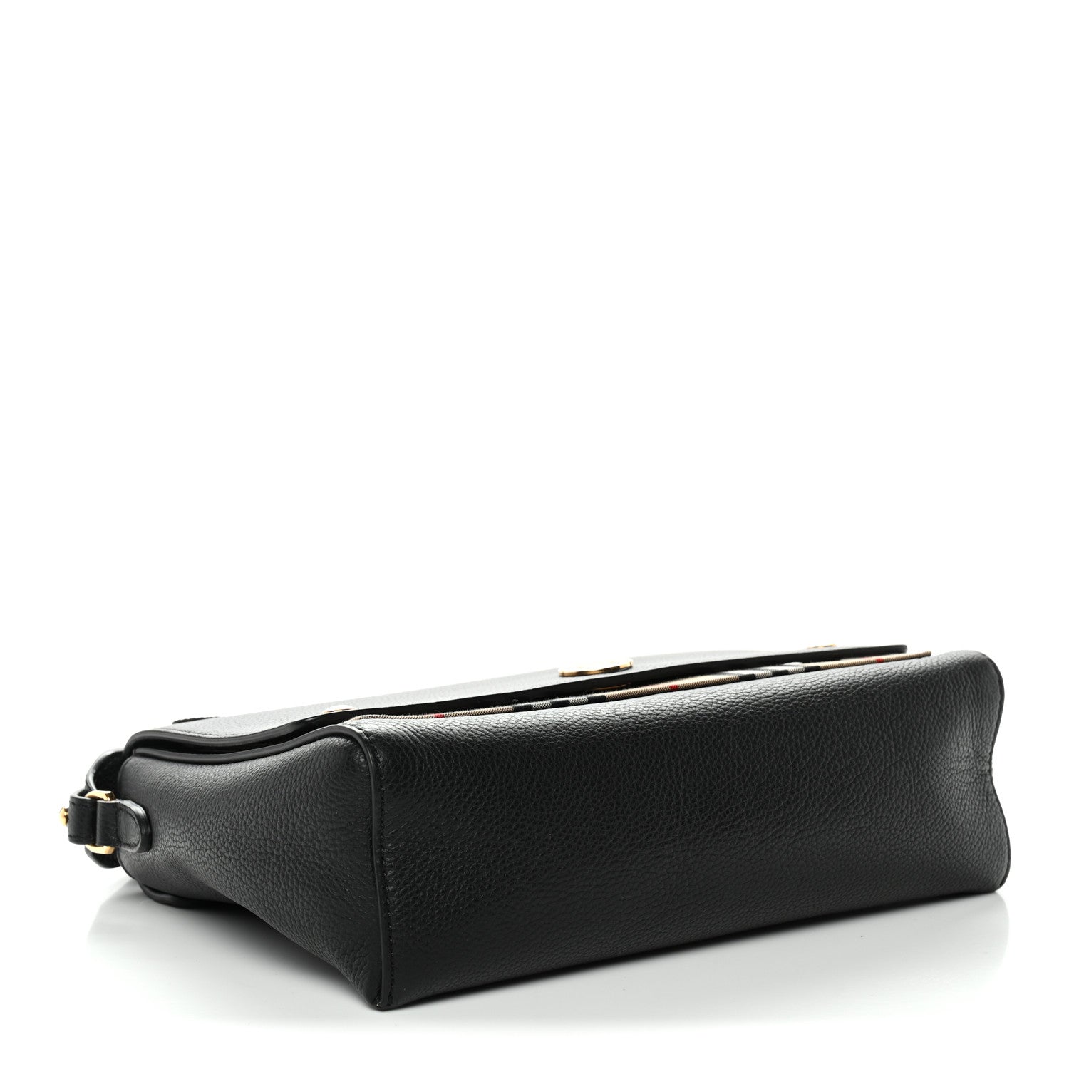 Coated Canvas Calfskin Vintage Check Medium Note Crossbody Bag Black