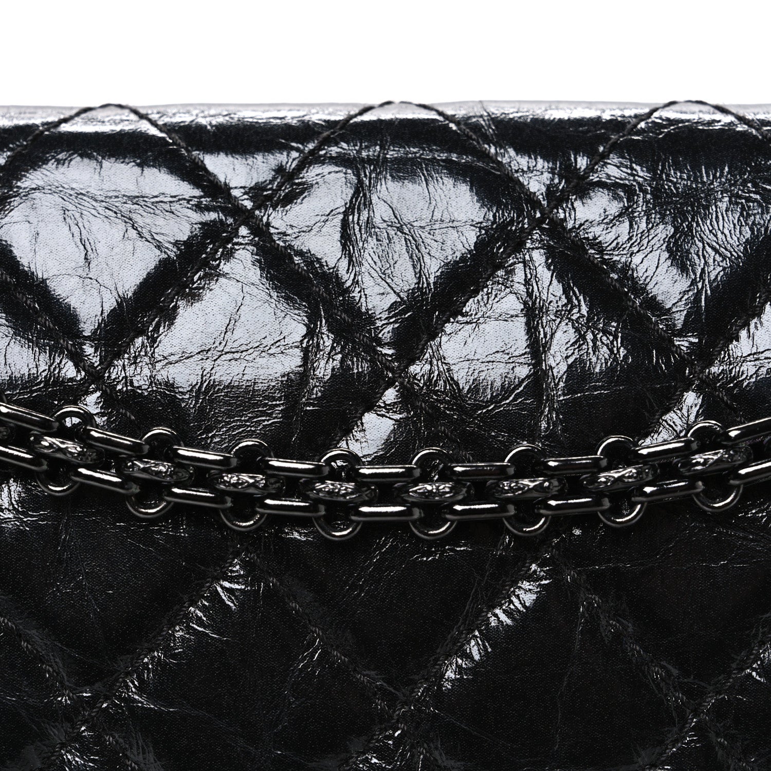 Metallic Aged Calfskin Quilted 2.55 Reissue 226 Flap So Black