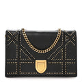 Calfskin Studded Diorama Wallet on Chain Pouch Black