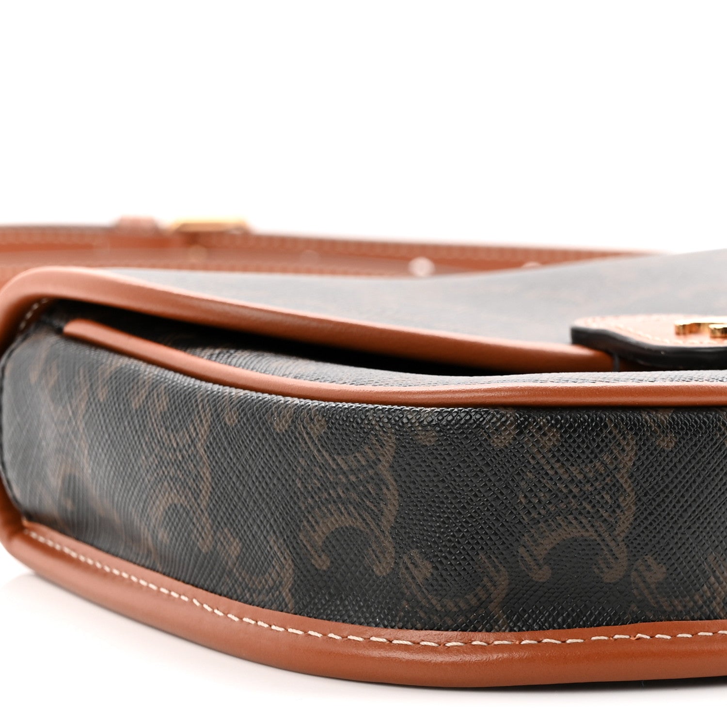Canvas Calfskin Triomphe Mini Besace Tan