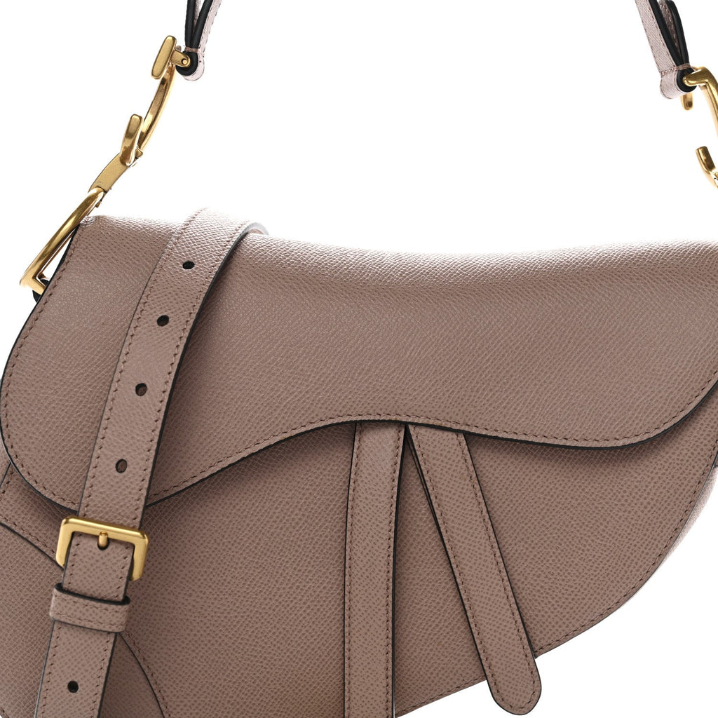 Grained Calfskin Saddle Bag With Strap Blush