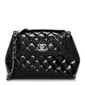 Patent Quilted Large Coco Shine Accordion Flap Black