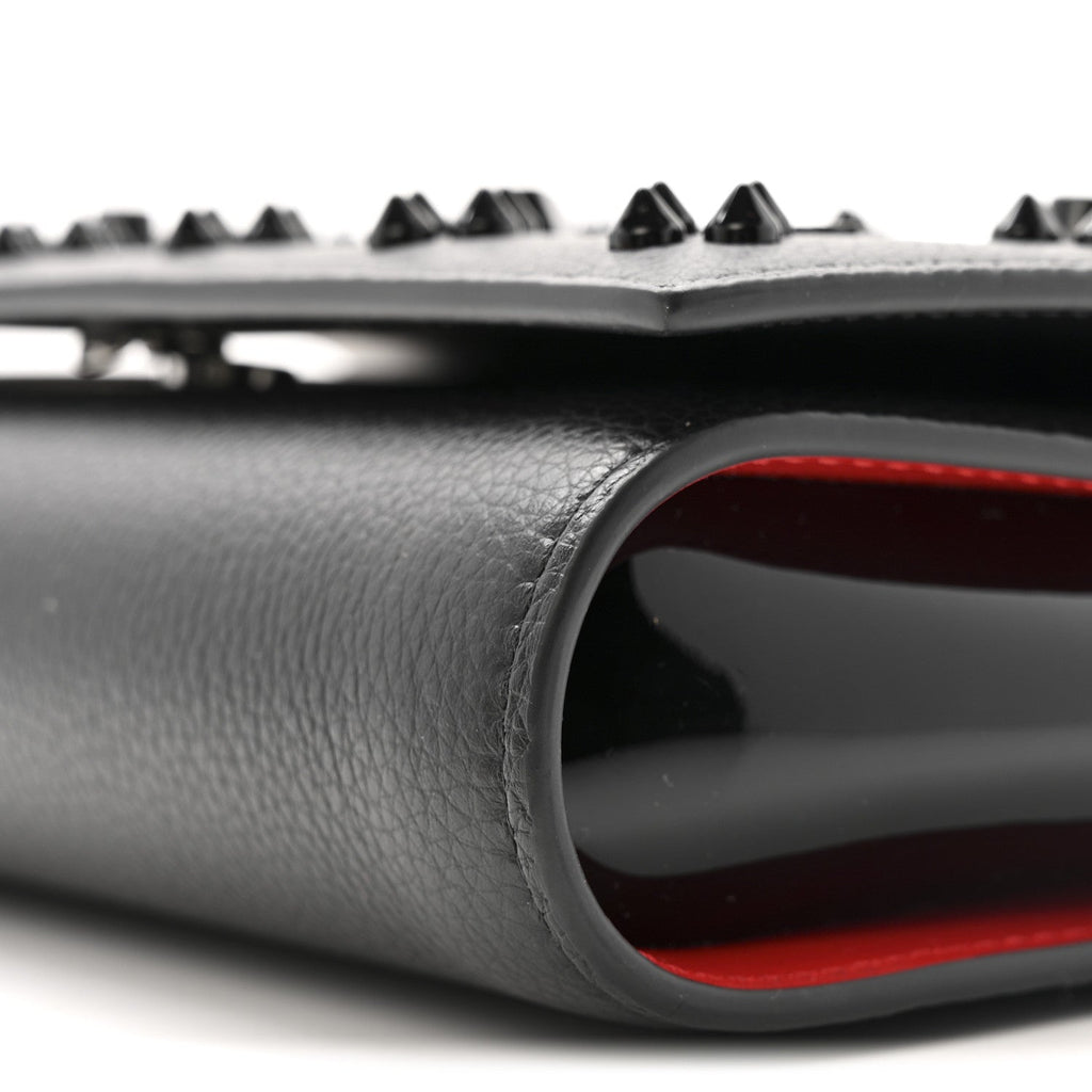 Calfskin Spikes Loubinthesky Paloma Clutch Black