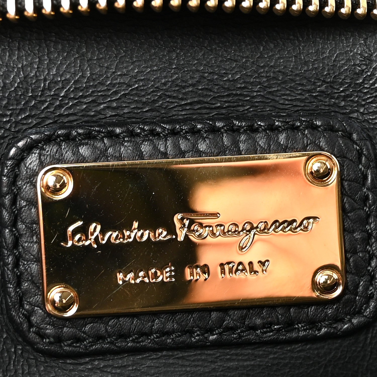 Grained Calfskin Medium Sofia Satchel Black