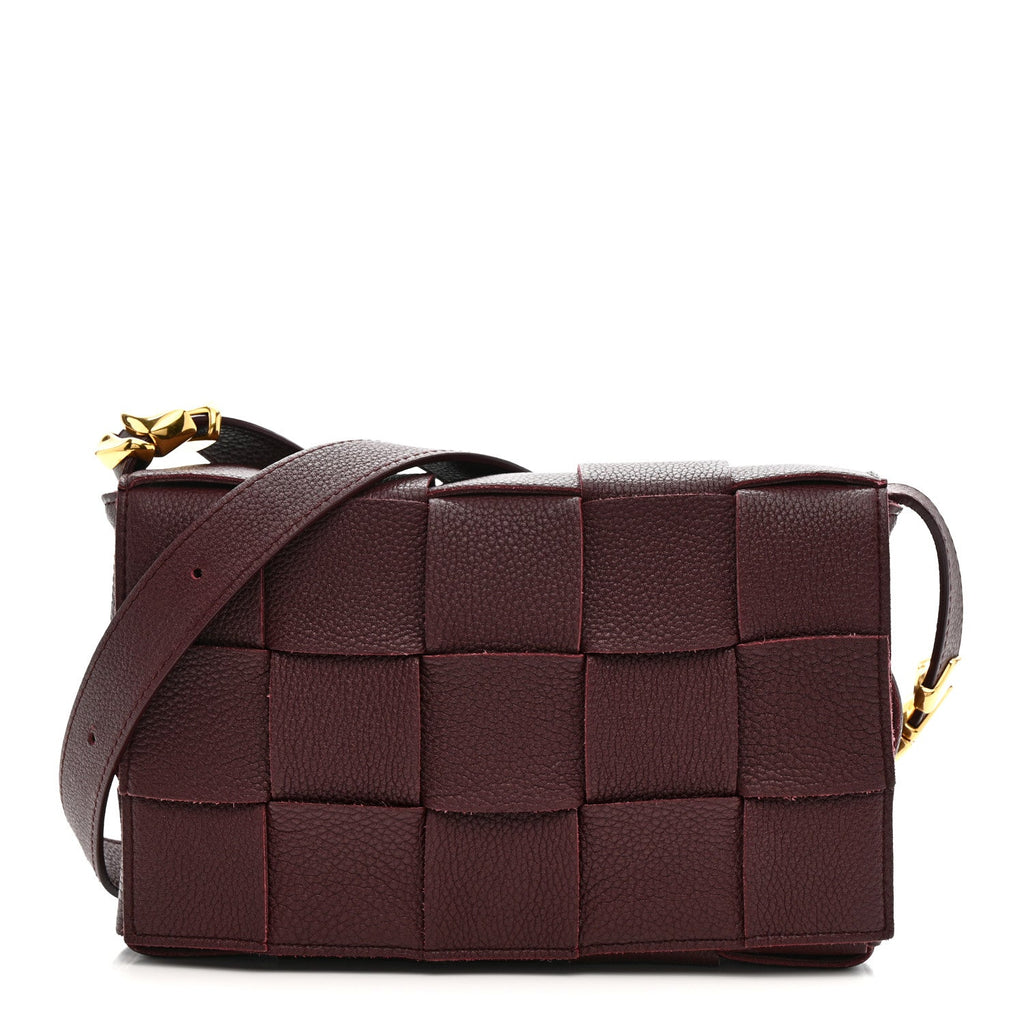Grained Calfskin Maxi Intrecciato Cassette Crossbody Bag Bordeaux