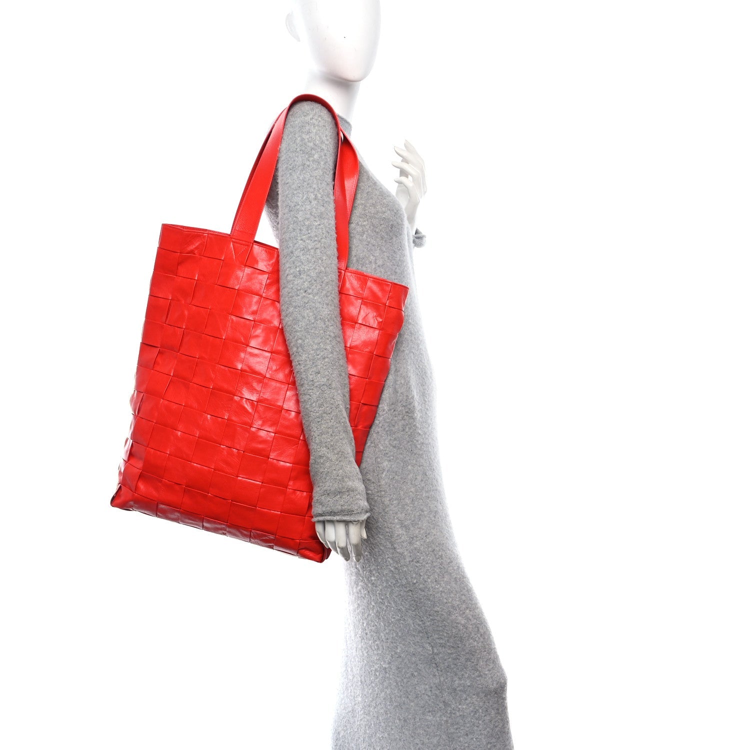 Calfskin Maxi Intrecciato Cassette Tote Tomato